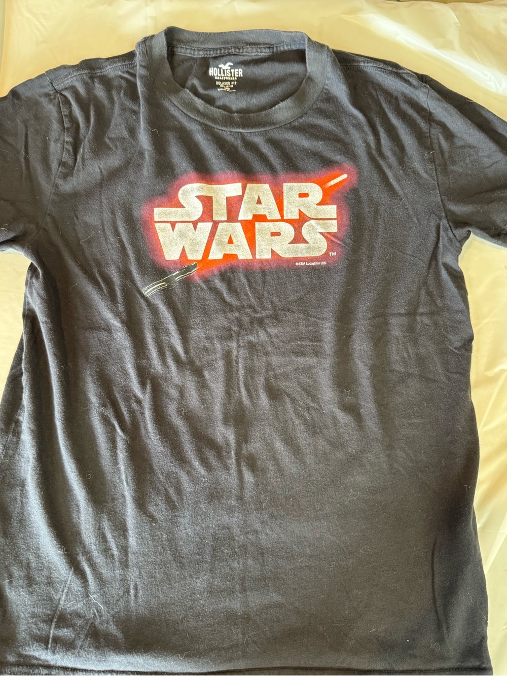 Hollister Black T‑Shirt with Red and White Star Wars Logo